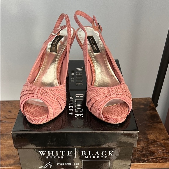 White House Black Market Shoes - White House Black Market Pink Peep-Toe Heels